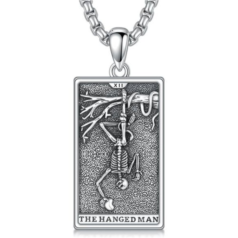 Tarot Card Necklace 925 Sterling Silver Skeleton Necklace The Sun Moon